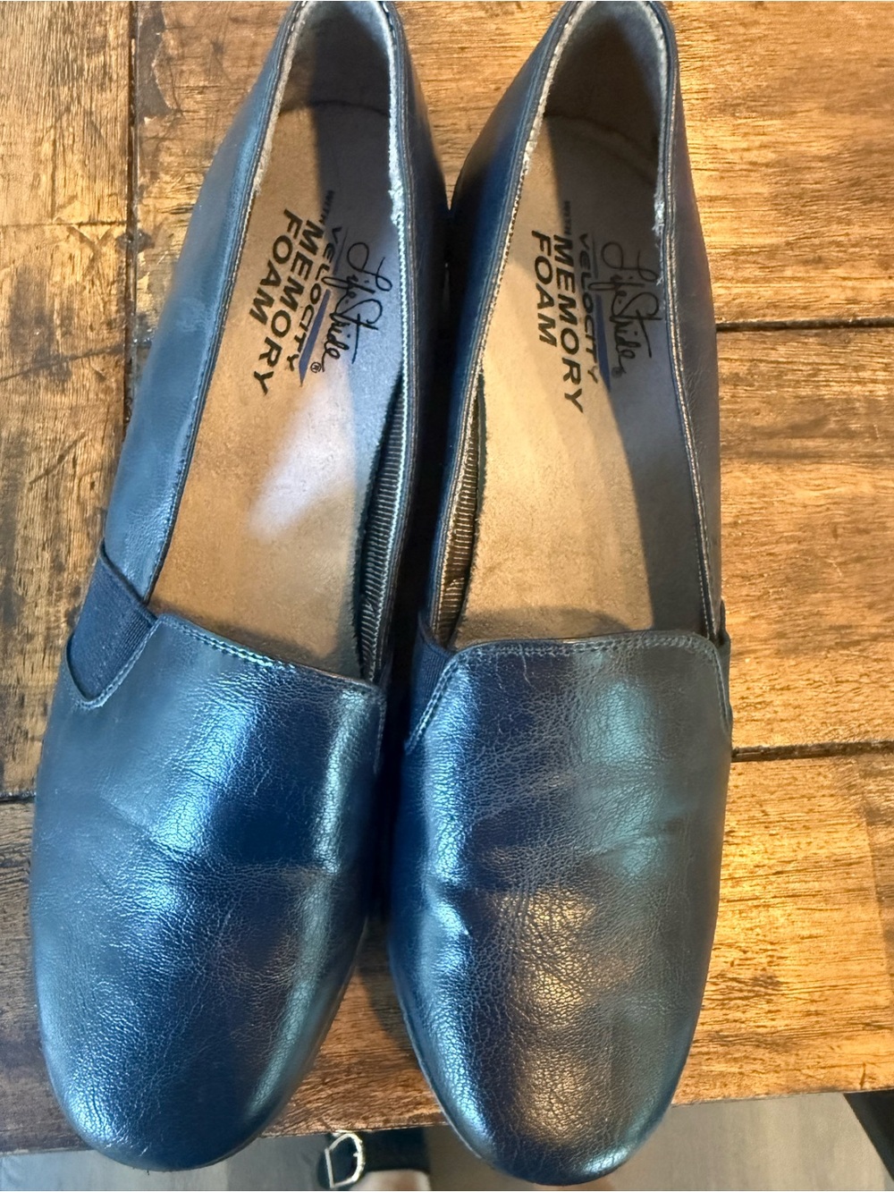 Life Stride Navy Slip-On Memory Foam Flats